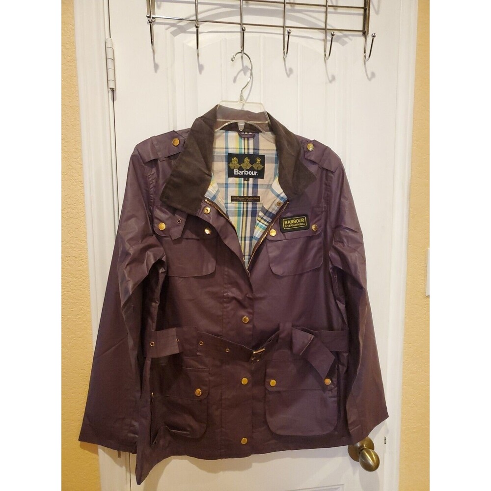 Barbour International Purple Waterproof Breathable Belted Jacket sz S - Picture 3 of 16
